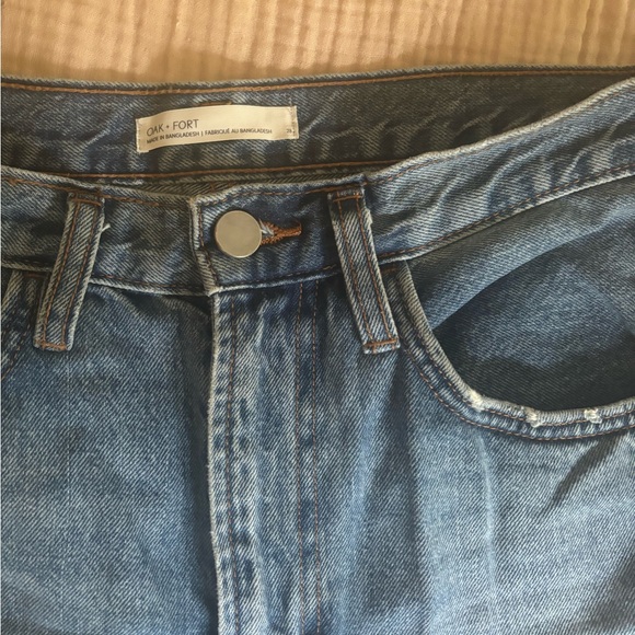 Oak + Fort Distressed High Waisted Wide Leg Denim - Picture 6 of 7